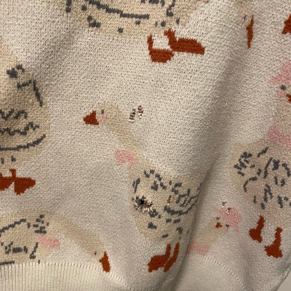 Aelfric Eden Cream and Pink Goose Graphic Women's Sweater - Picture 3 of 5